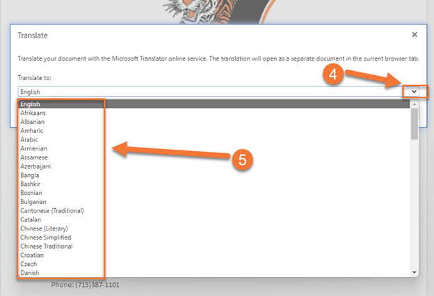Steps 4 and 5 to translate document image
